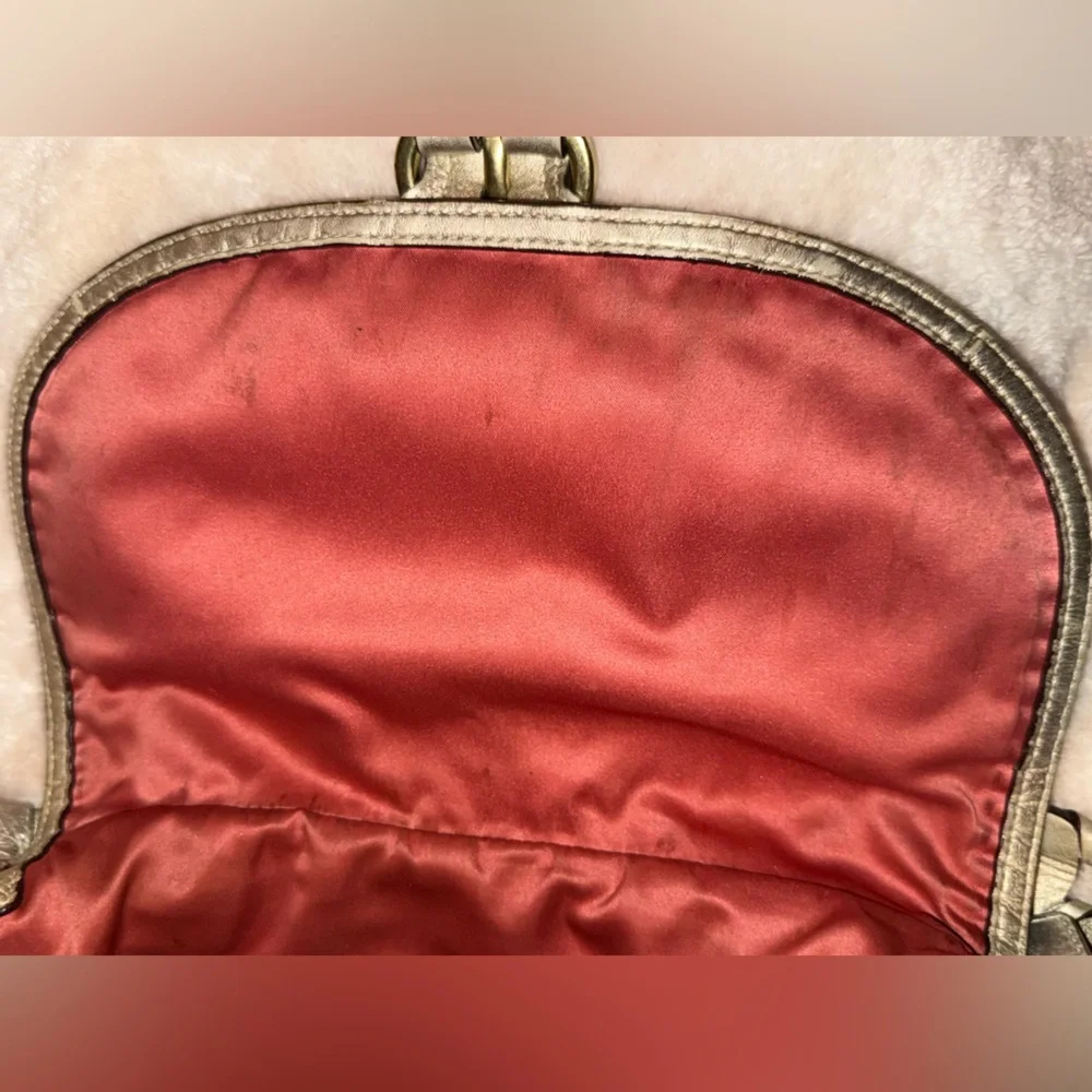 Rare Coach Metallic Whipstitch Leather Convertible Shoulder Bag in Platinum GUC - Picture 12 of 14